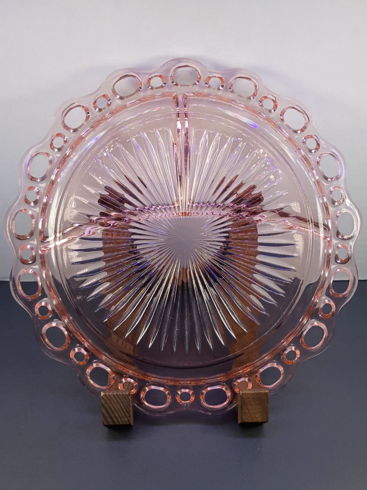 Vintage Pink Depression Glass Plate 10.5” Old Colony Lace Edge Hocking