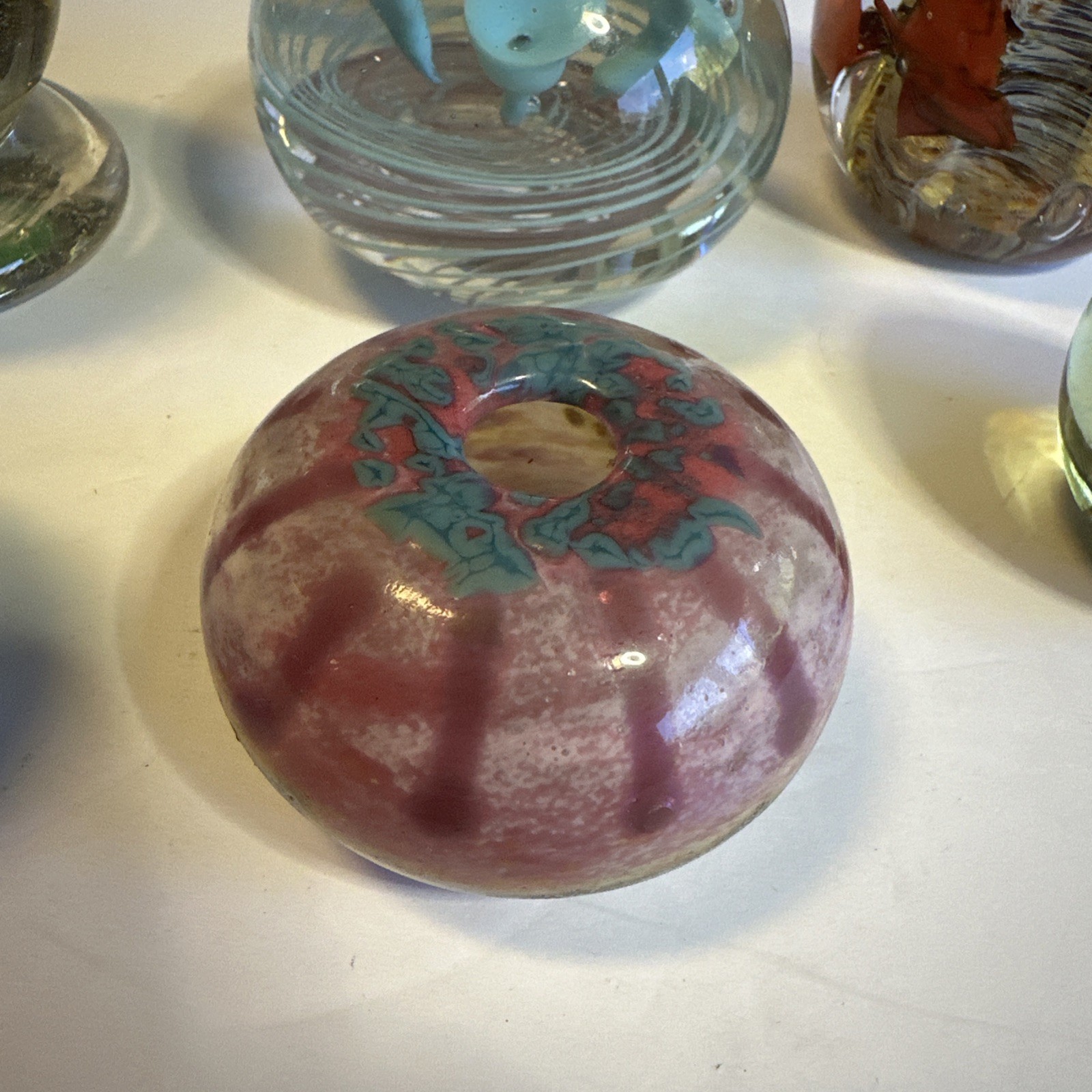 Lot of 6 Vintage Blown Glass Paperweights