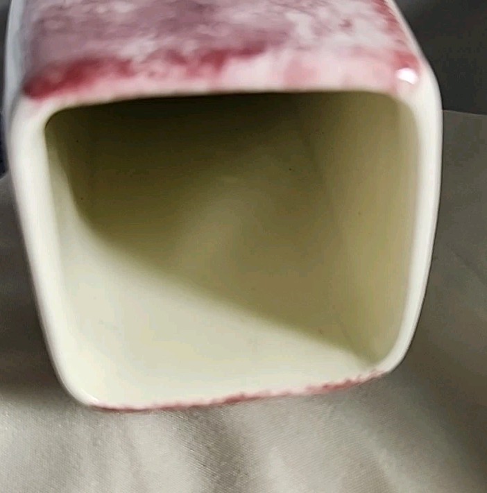 Atomic Burst Ceramic Vase Vtg Abstract Dp Red Starburst Spongeware Signed/dated