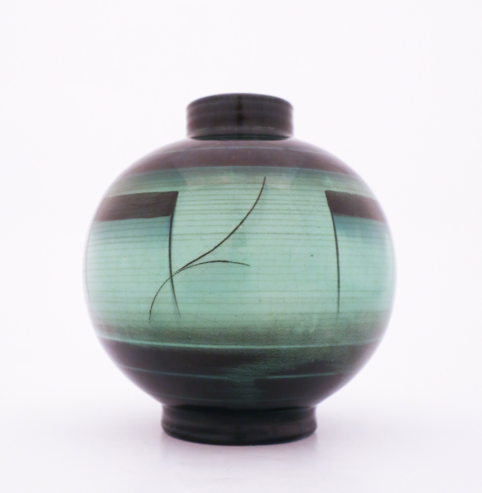 Beautiful Green & Black Porcelain Vase – Ilse Claesson – Art Deco – Rörstrand