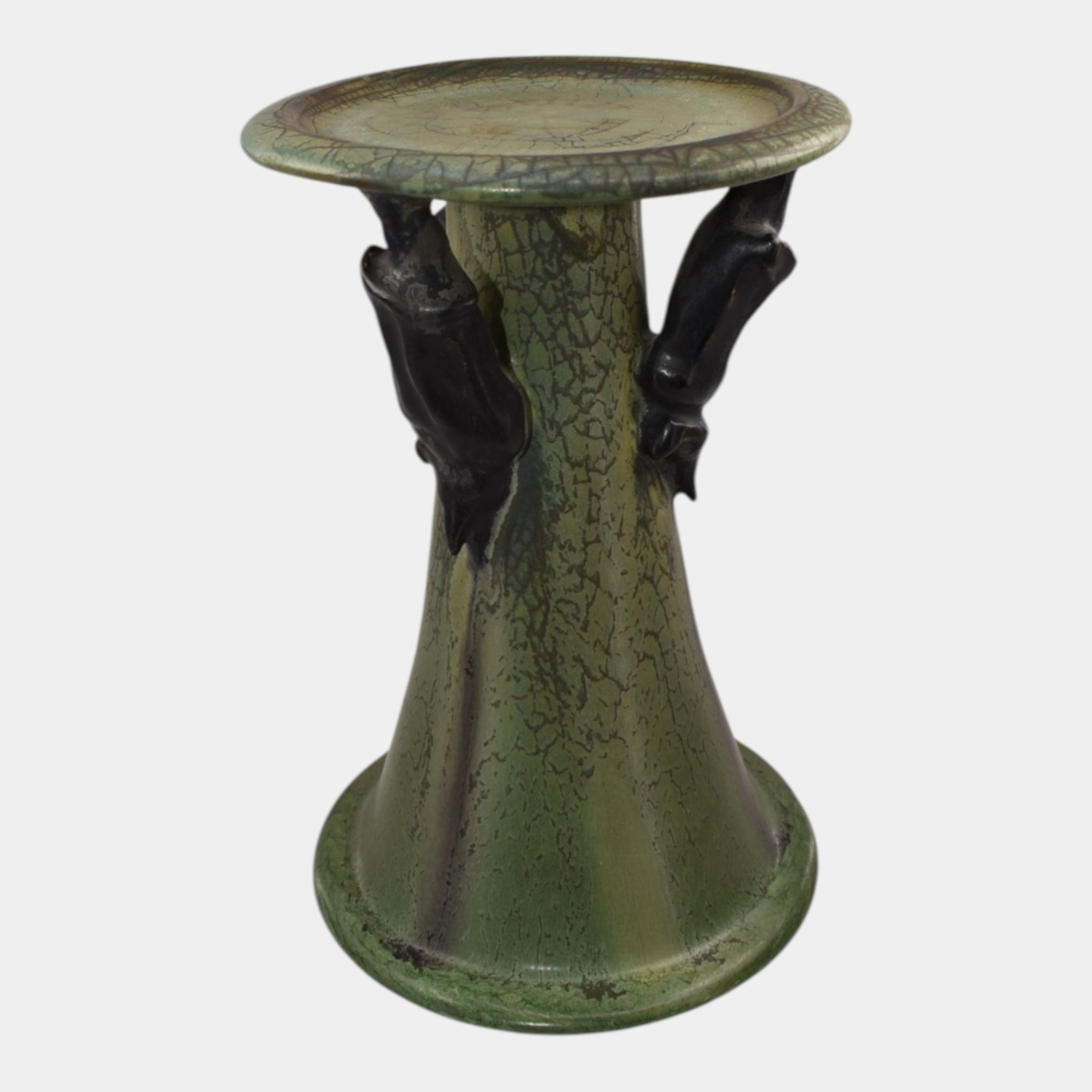 Ephraim Faience 2013 Hand Made Pottery The Haunt Candle Pillar with Bats