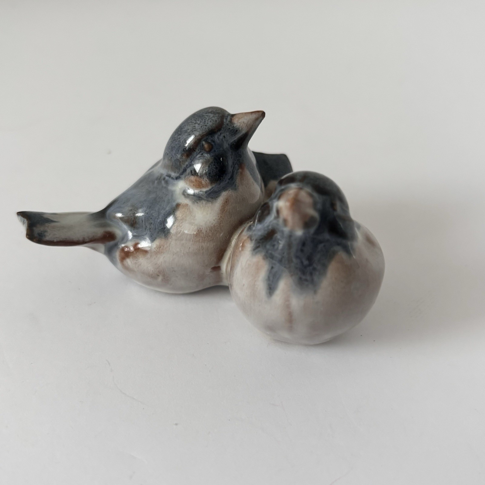 Pair of Dissings Keramik Hovedgaard Porcelain Blue Birds Made in Denmark