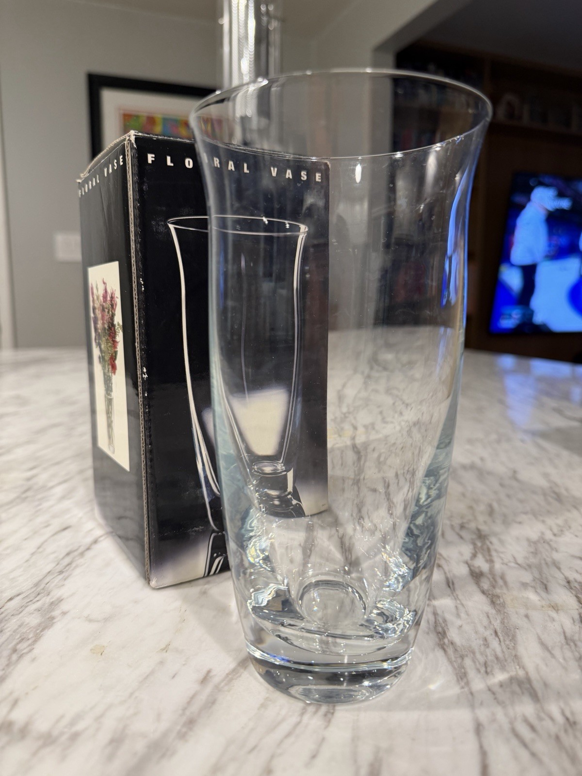 Vtg 1980s DANSK Crystal Floral Vase: 7″ Curved Fluted Glass, Czech Republic