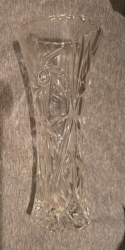 Vintage Cristal Star Pattern Bud Flower Vase, 13cm tall