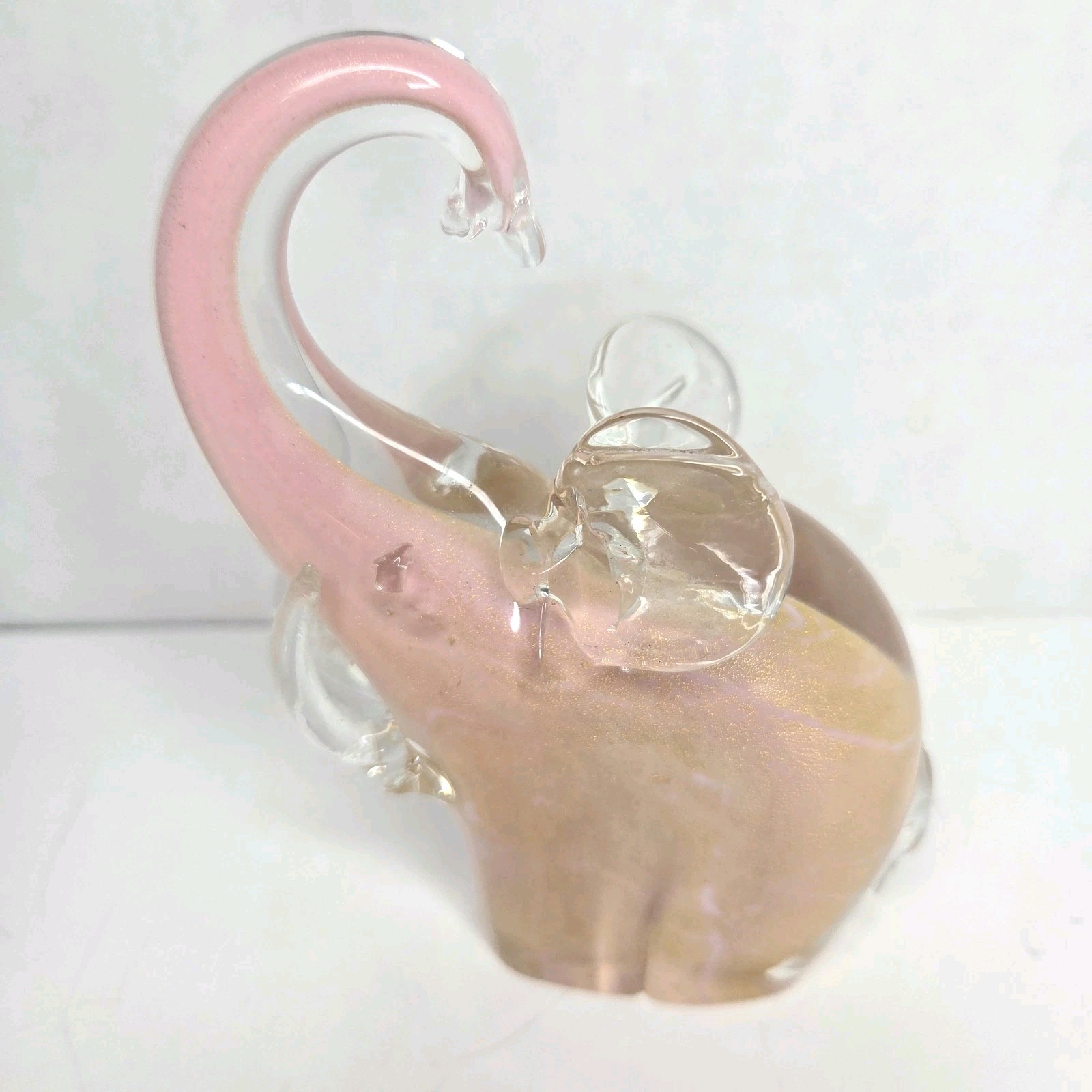 Vintage Genuine Venetian Murano Pink Elephant Figurine Made In Italy