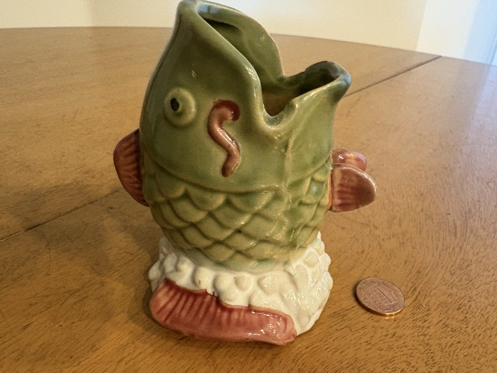 Vtg Windowsill Fish Vase Koi Planter 4.5″