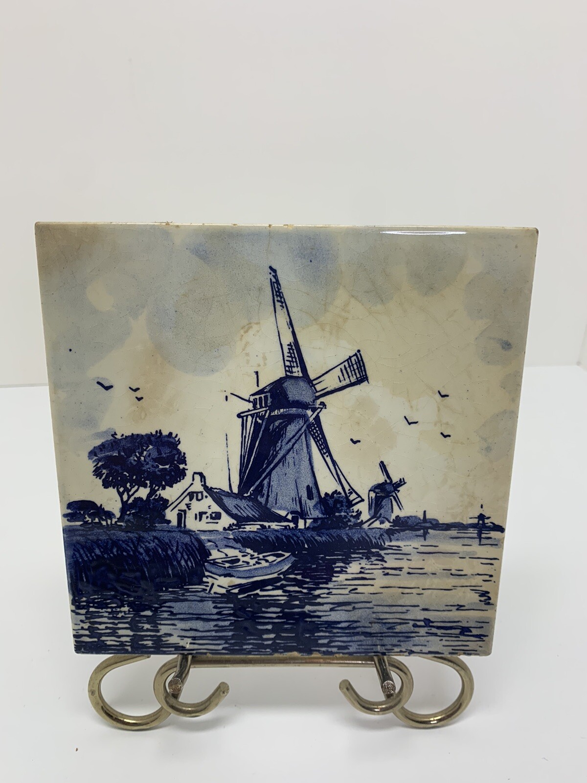 Vintage Delft Blue Holland Tile Marked On Back DP Delft READ INFO!!