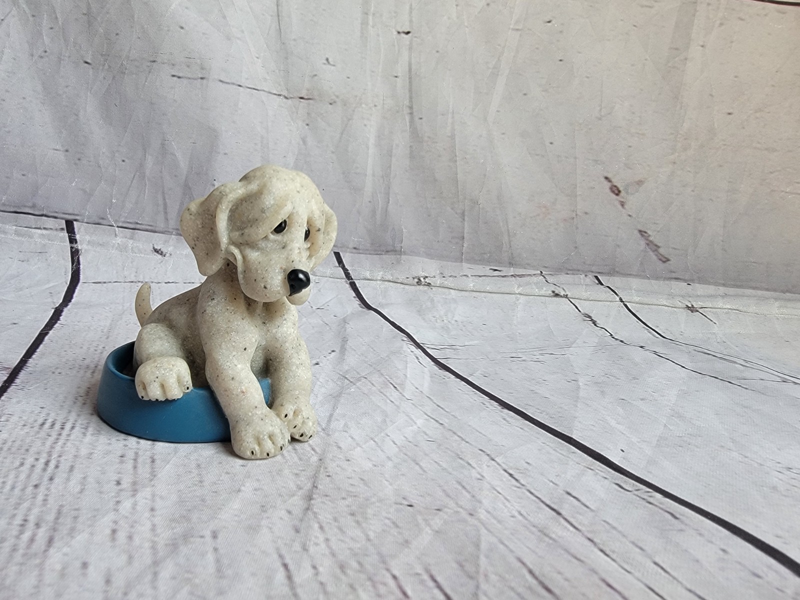 Quarry Critters Dog “Patience” In A Bowl 2.75in Tall x 2.25in Wide