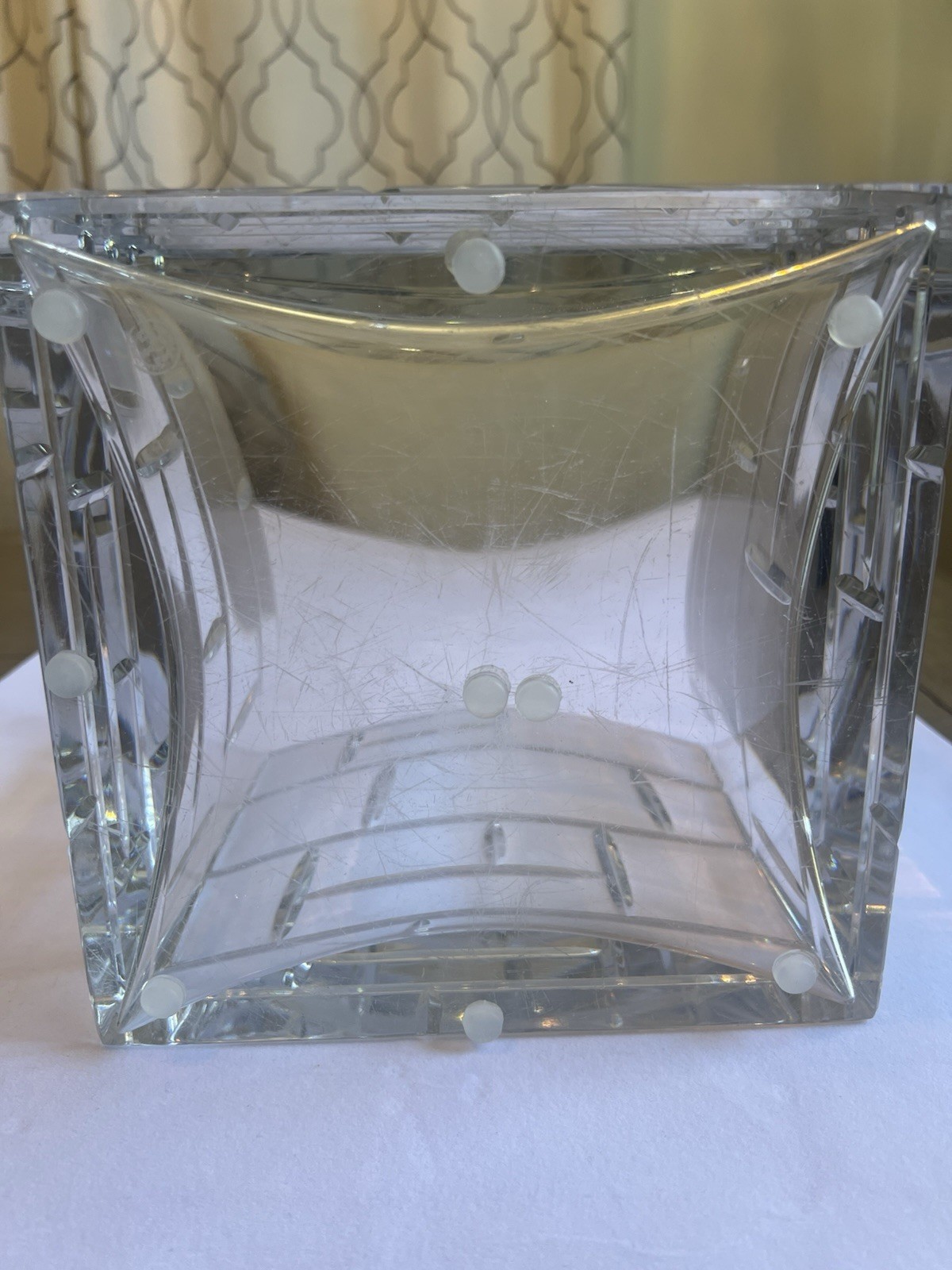 Vintage Baccarat Crystal Espalier XL Square Vase Rare 7.75″ X 7.75″ X 7.75″