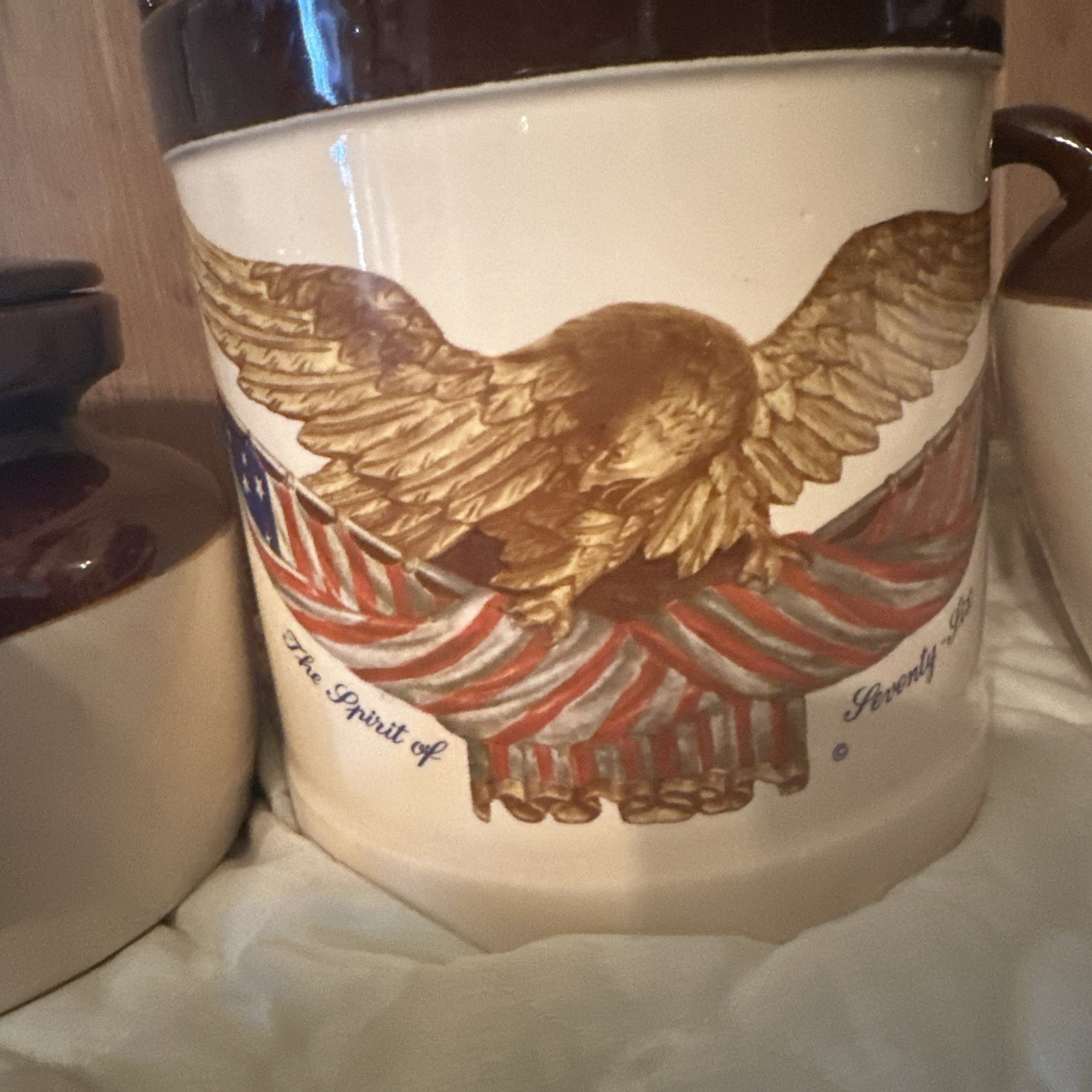 Vintage McCoy Art Pottery Spirit Of 76 Bicentennial Eagle Canister Set 6 Pc VTG