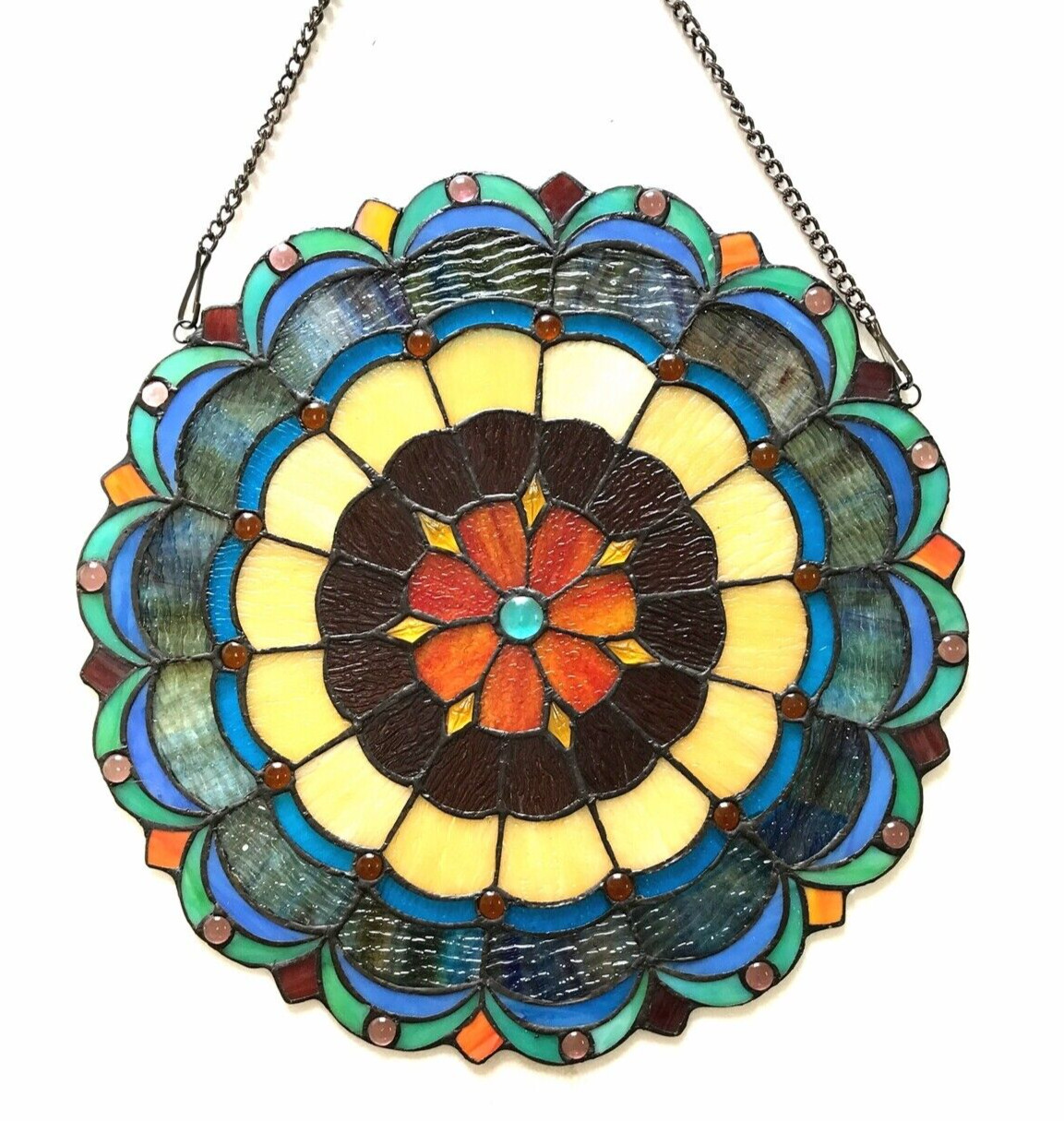 18″ Round Stained Glass Window Hanging Panel Suncatcher