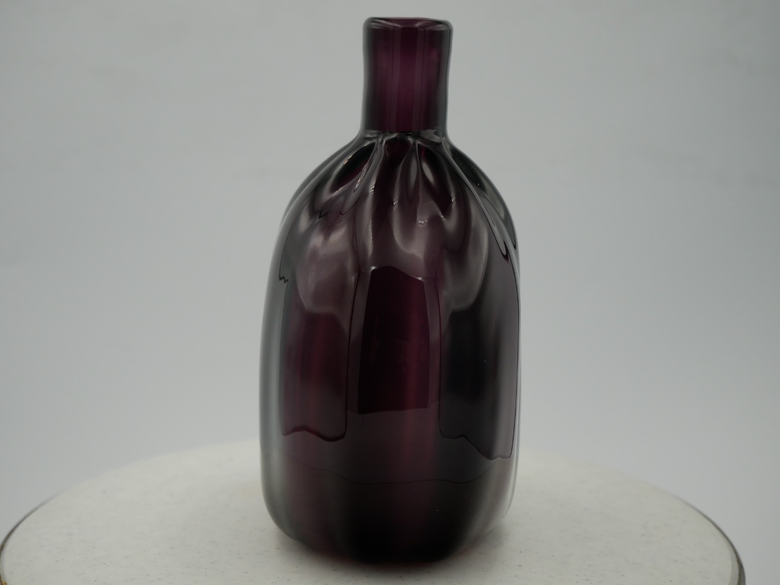 Metropolitan Museum of Art · Amethyst Glass Vase · Ribbed · 6″ H · Signed MMA