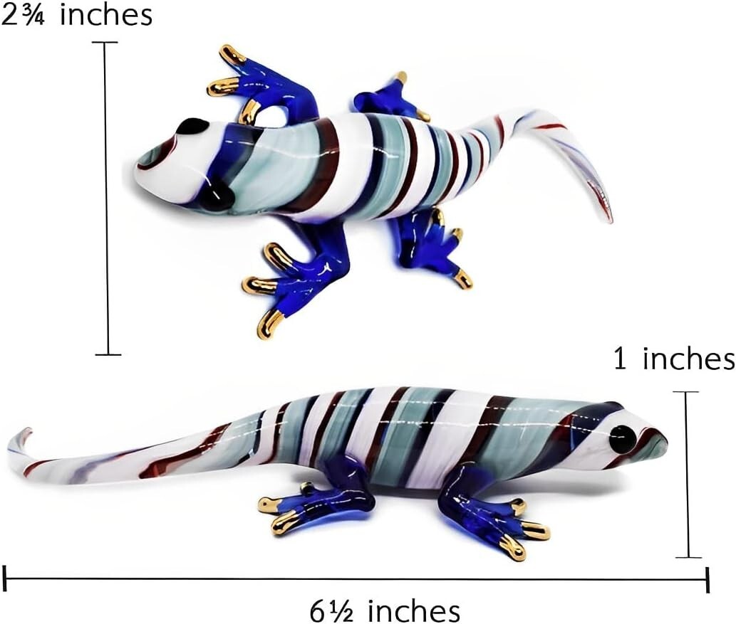 House Lizard Gecko Hand Blown Glass Fancy Animal Figurine Collectibles Art Decor