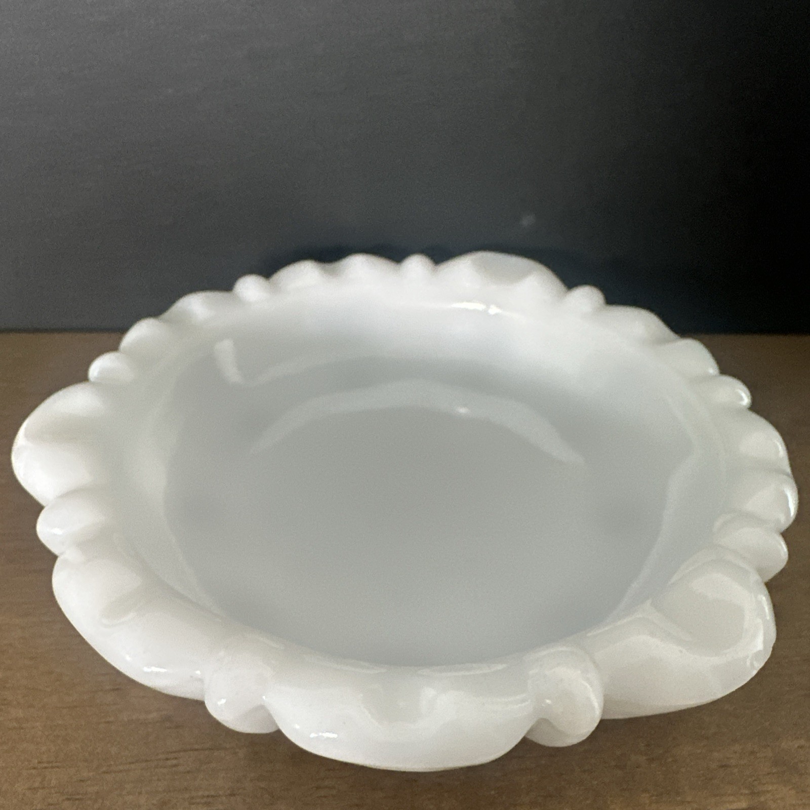 Vintage Anchor Hocking Milk Glass Ashtray Coaster Trinket Dish Candle 5-3/8”