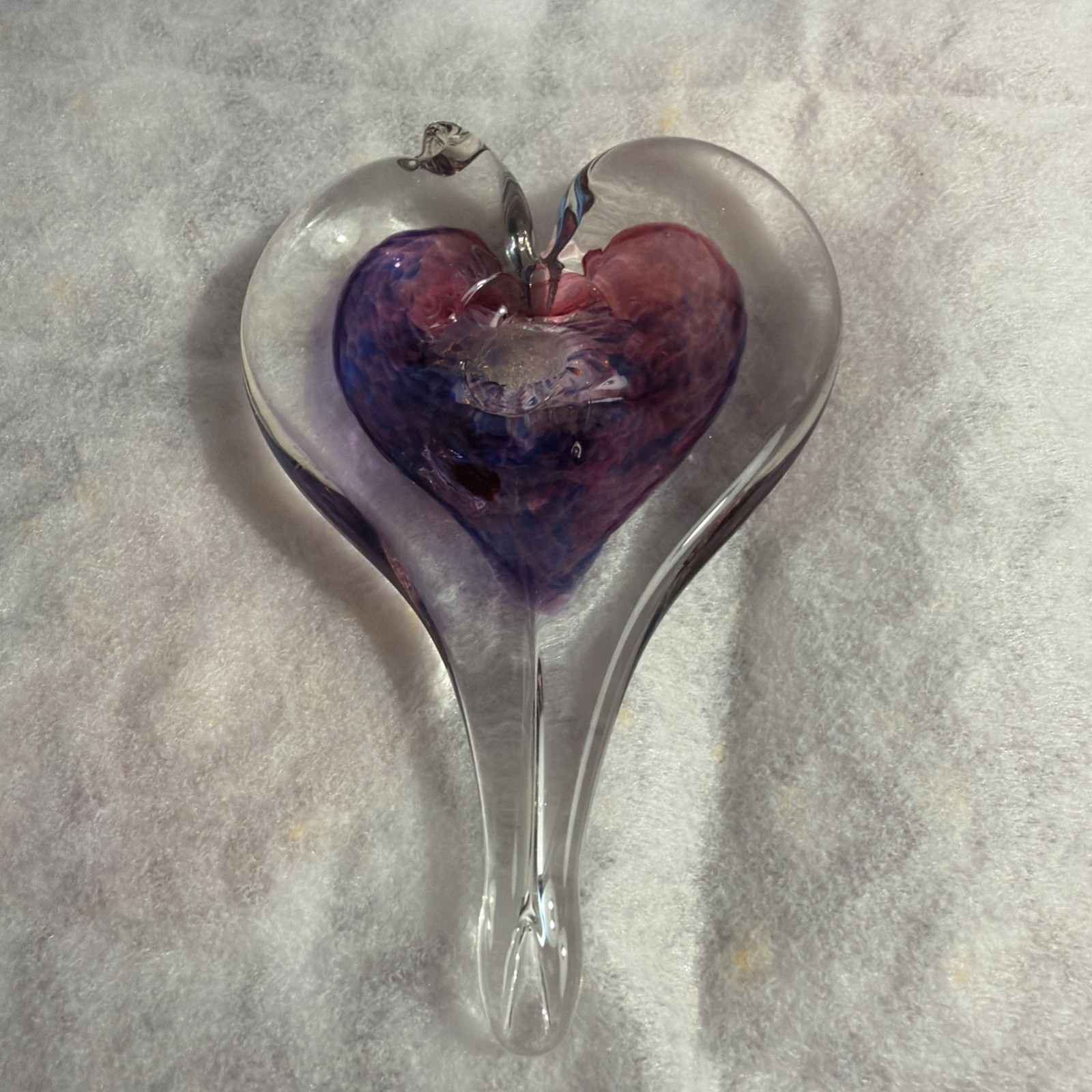Luke Adams Studio Art Glass Heart Ornament Hand Blown Glass Signed