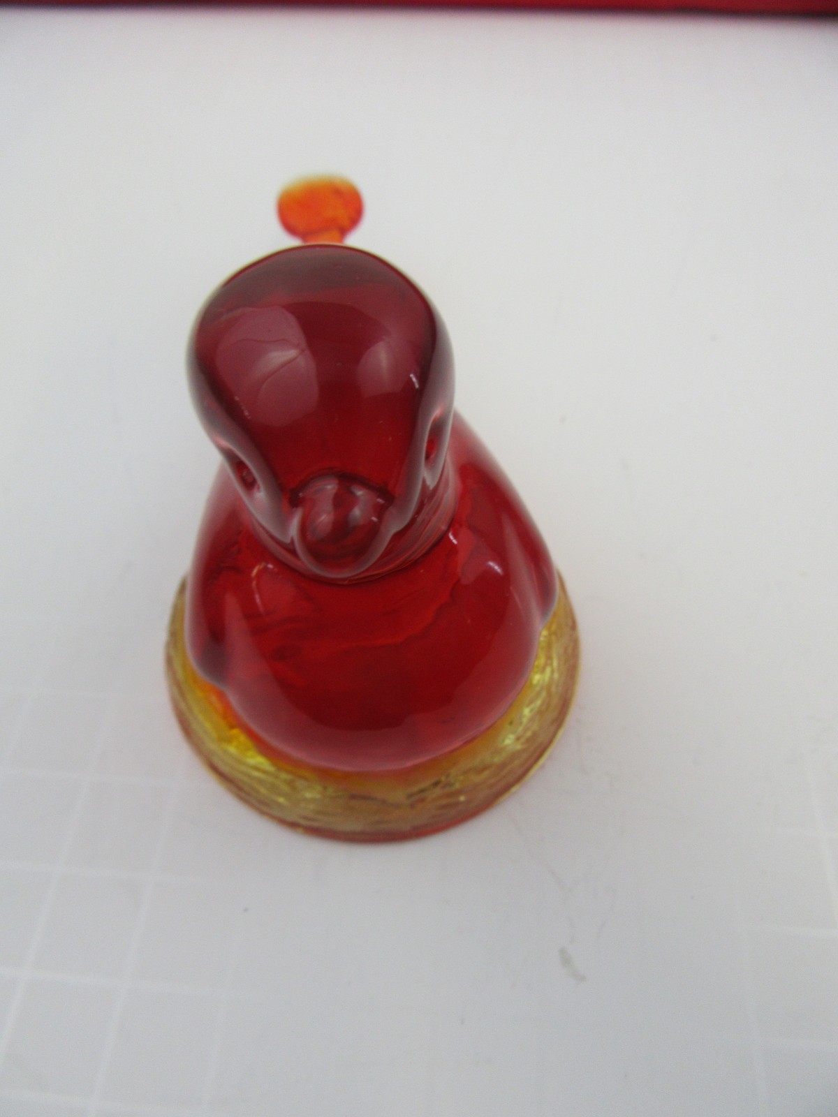 216. Vintage Kanawha Amberina Glass Bird Figurine 5″ Red and Gold Color
