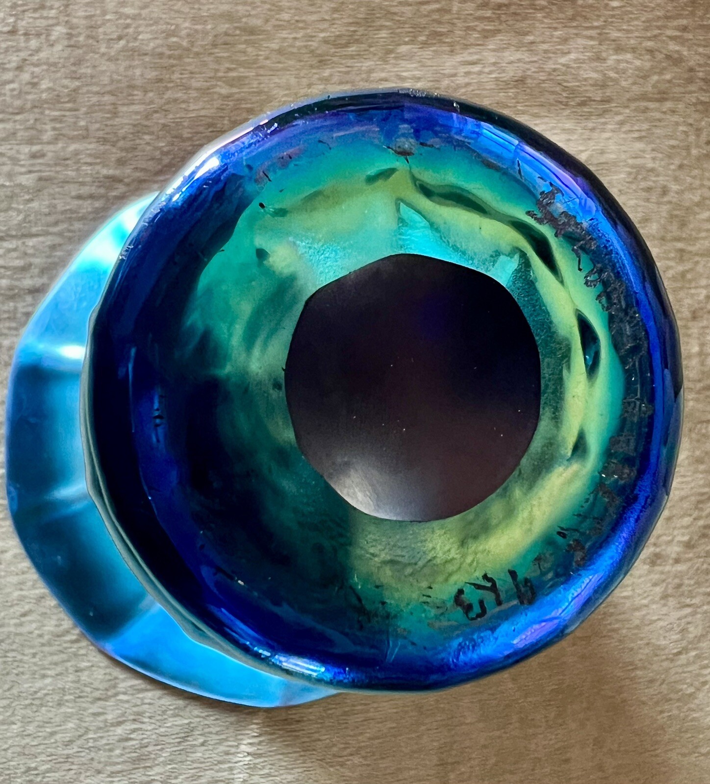 STEUBEN BLUE AURENE GORGEOUS RIBBED ANTIQUE VASE SIGNED 913