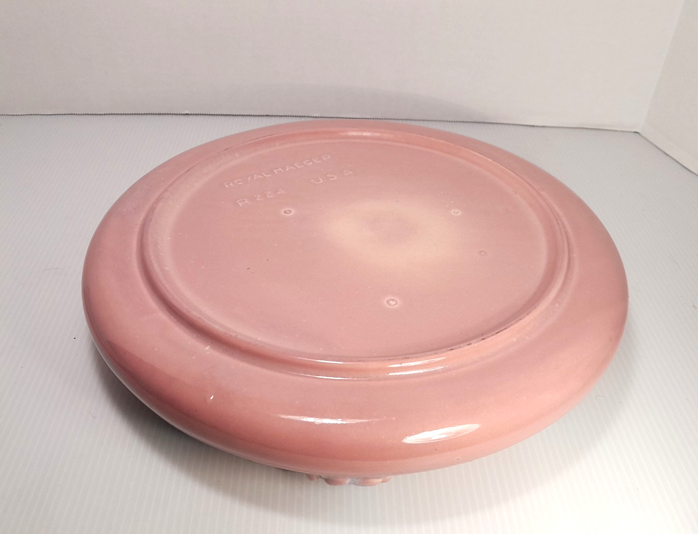 Royal Haeger Hickman Nude Nymph Woman Flower Frog Statue Console Bowl Vase Pink
