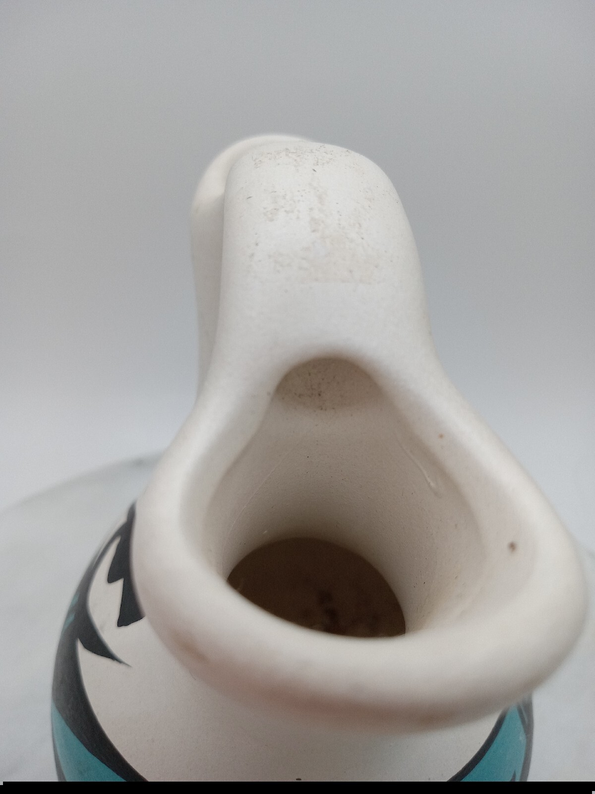 POTTERY WEDDING VASE SIGNED LEROY 6 INCHES TALL 4.75 INCHES ACROSS