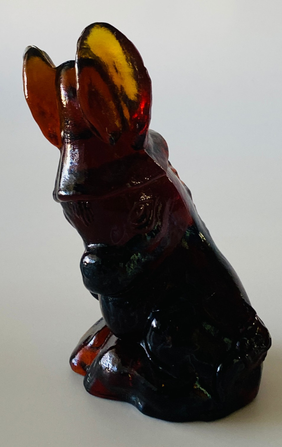 Mosser Glass Burro Donkey Figurine in Dark Amber 4″ UV Glows Brown