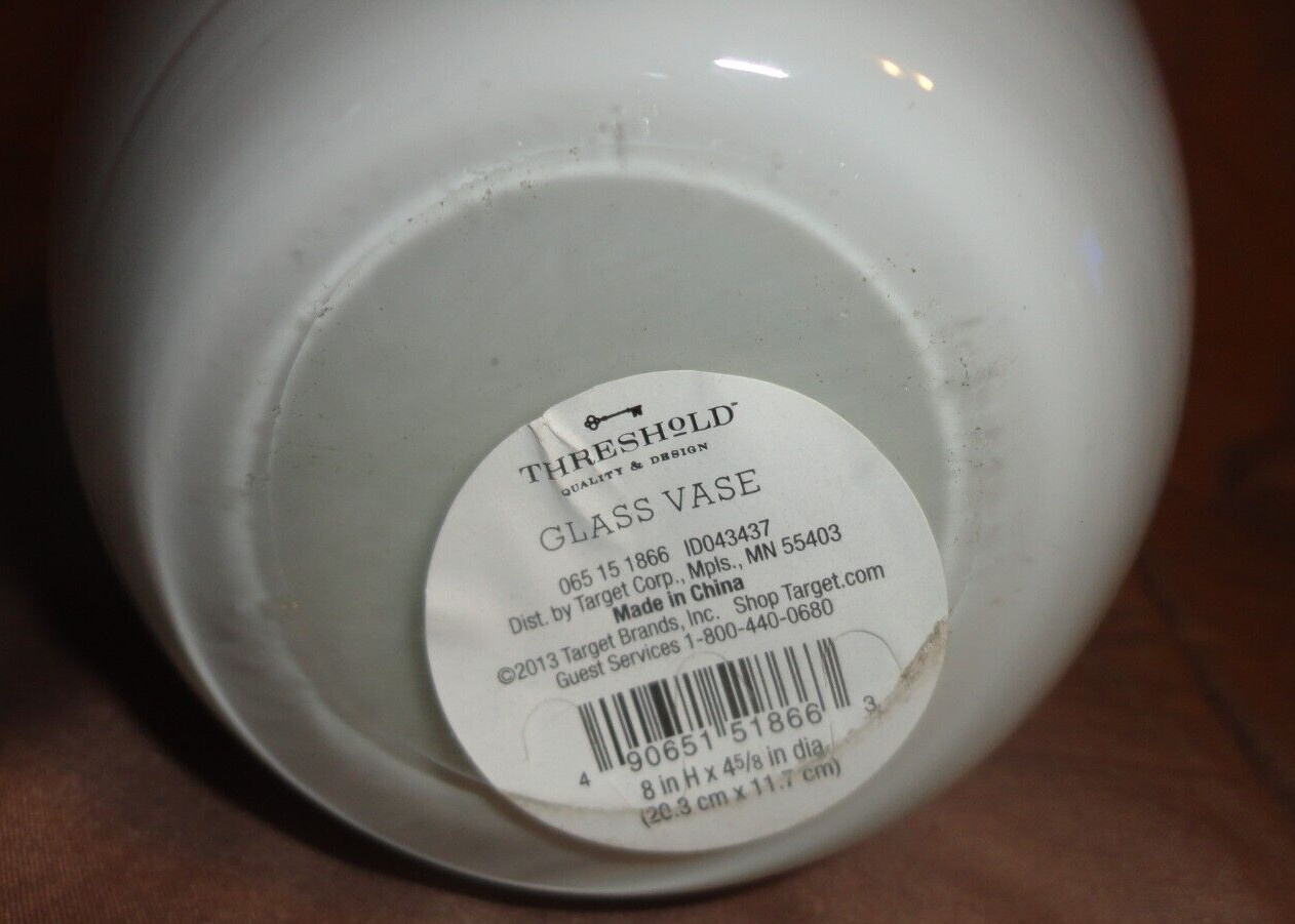 Threshold Glass Vase 8” Tall Color-Blocked Plum Top White Bottom 2013