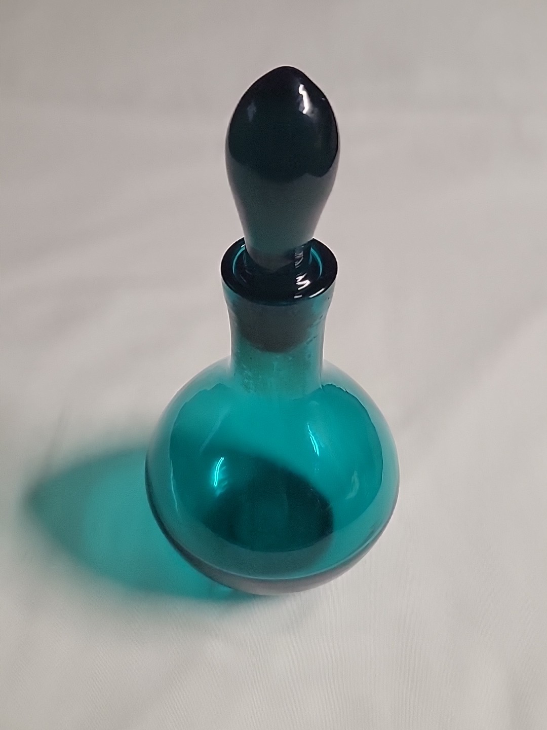 Vintage Decanter Bottle Stopper Light Blue Perfume Art Glass beautiful color