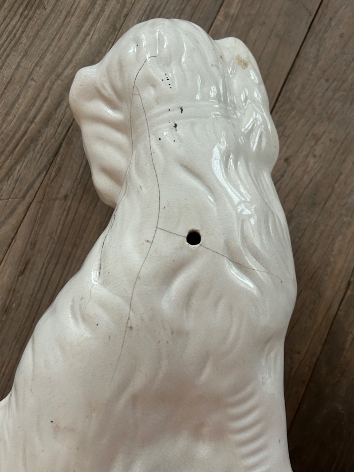 Authentic Antique Staffordshire Large Spaniel Dog Pair – 12″