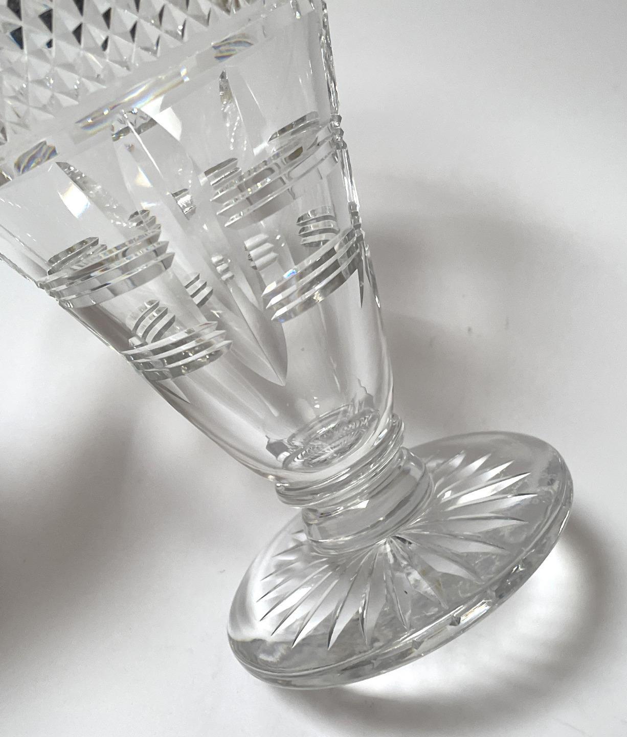 VINTAGE STOURBRIDGE GLASS Co CUT CRYSTAL VASE ART DECO SIGNED