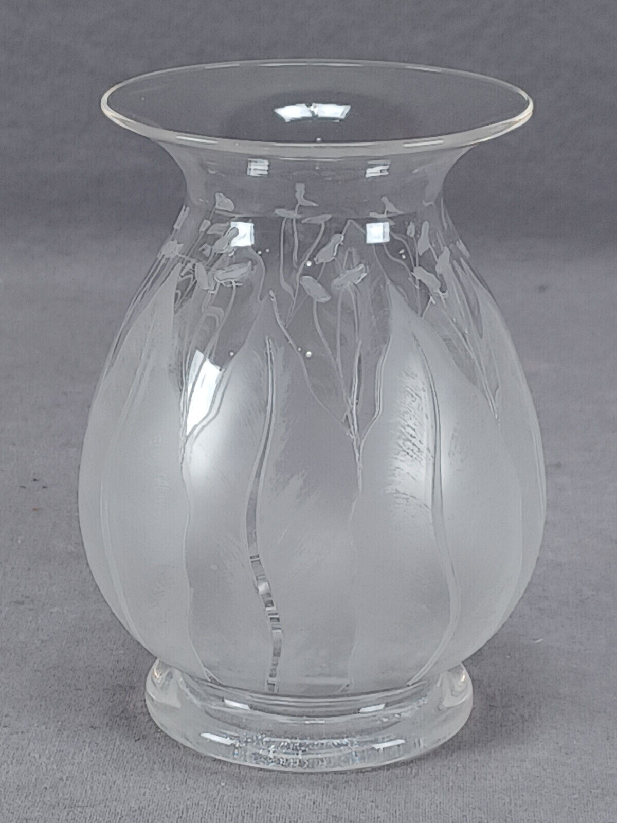Dorflinger Kalana Lily Acid Etched 4 1/2 Inch Small Glass Vase Circa 1918-1919