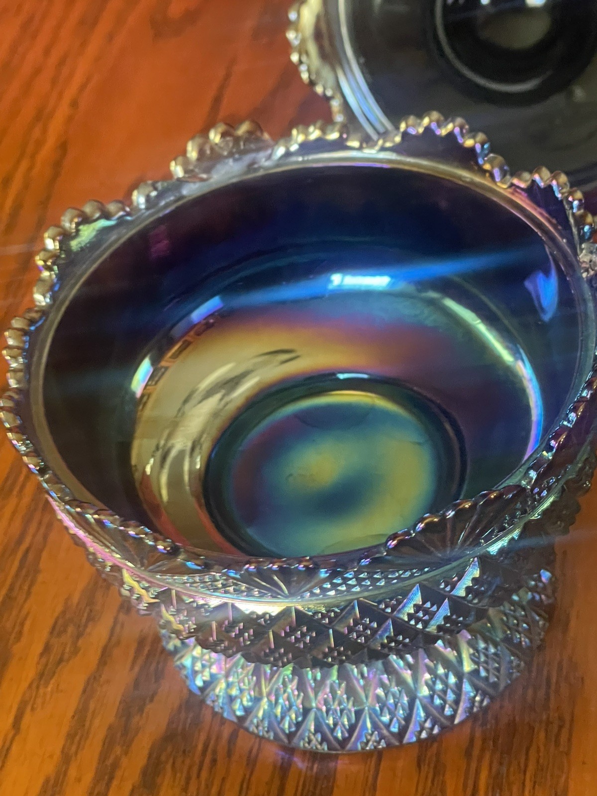 Vintage Fenton Pagoda Covered Candy Dish Amethyst Carnival