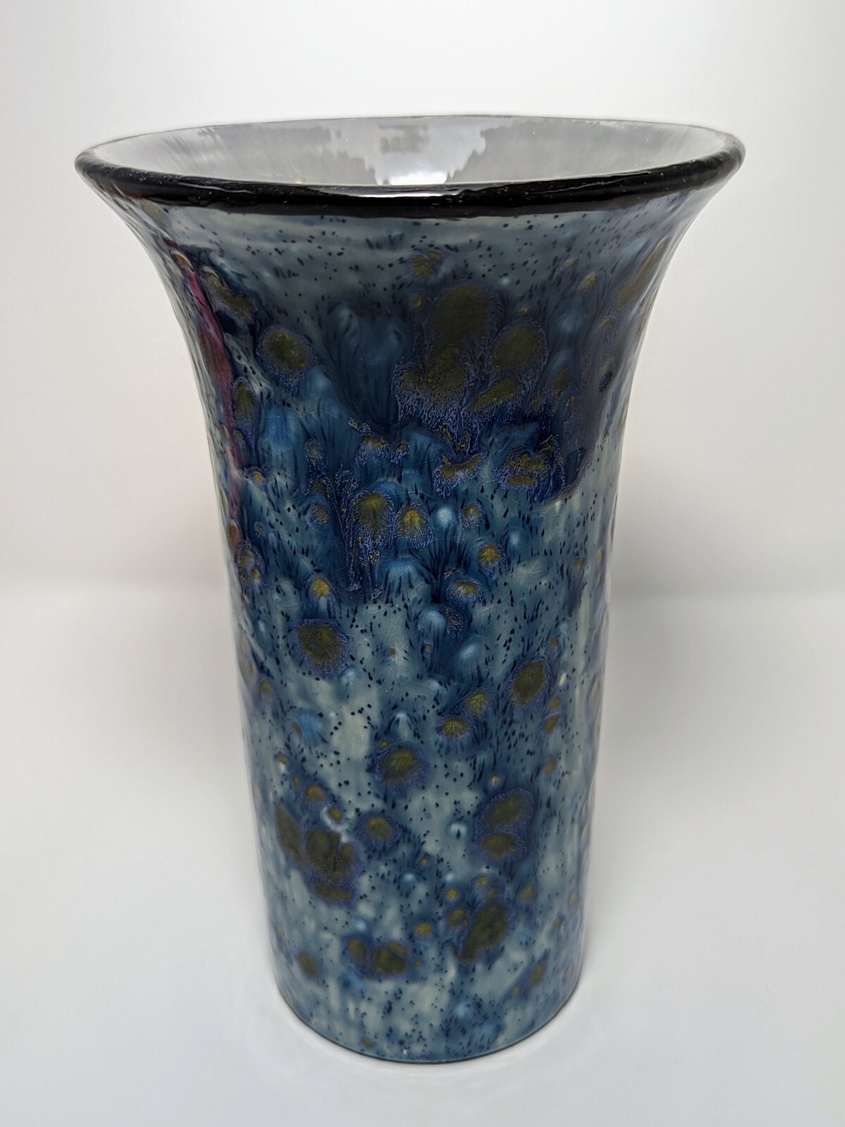 Large 10″ Blue-Green Mid Century Vase “Gorgeous” Marked “DP”