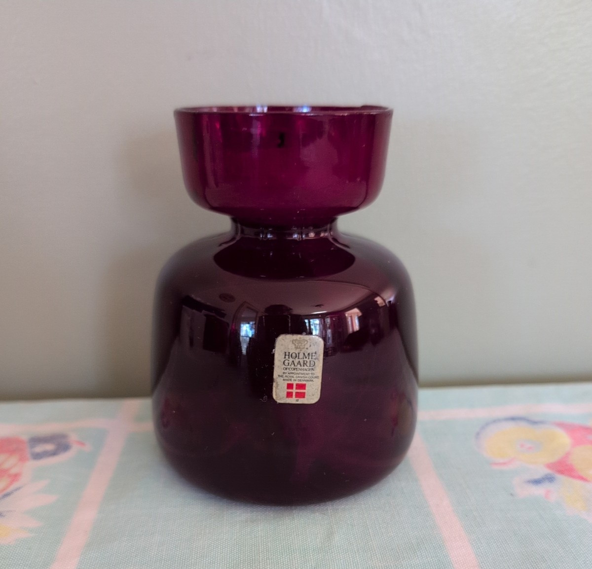 Vintage Kastrup HOLMEGAARD Danish MCM Red GLASS Candle Lamp Base Vase Denmark