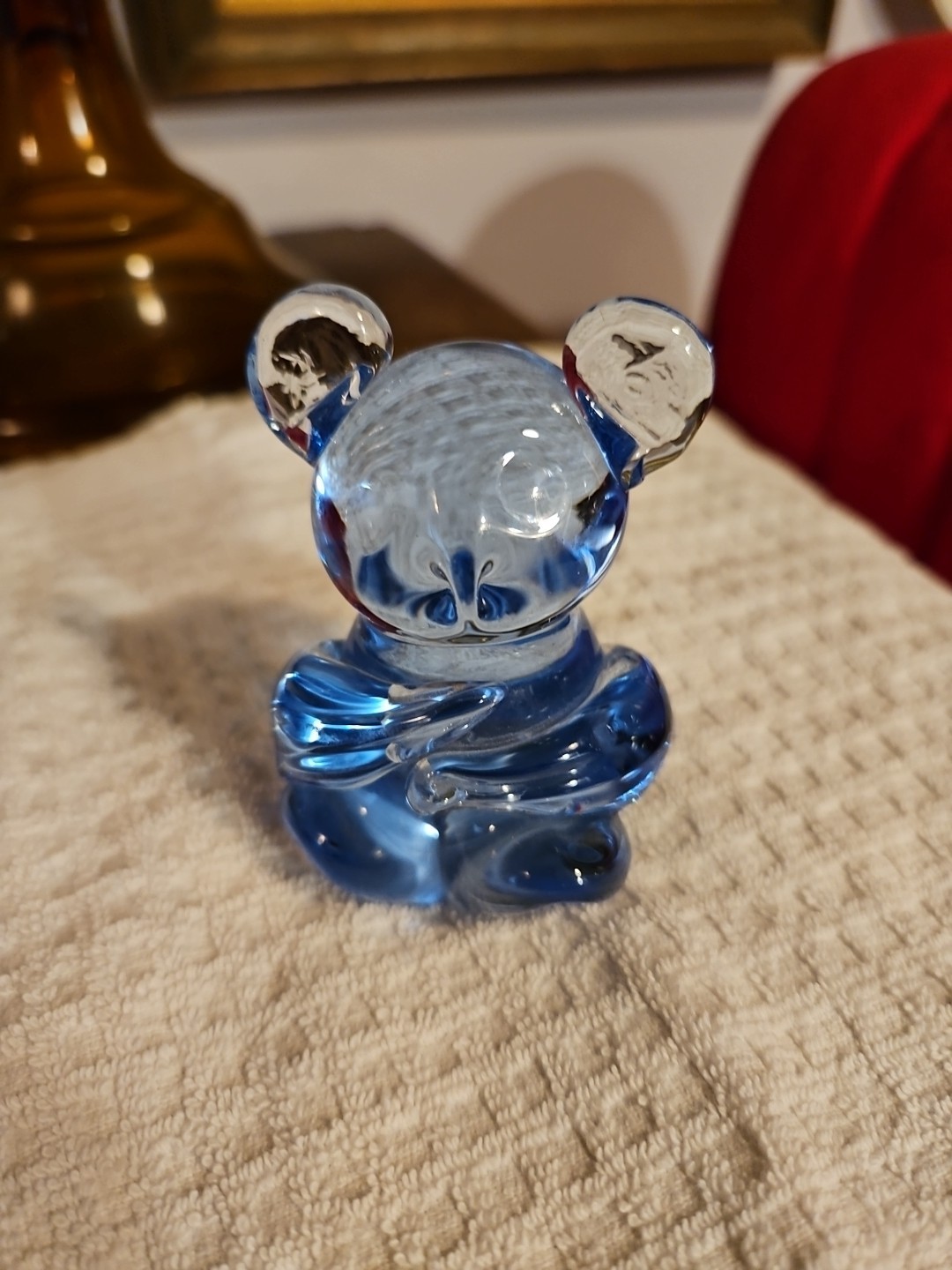 Blue Art Glass Bear Figurine 3″ tall US Commemorative Fine Art Gallery