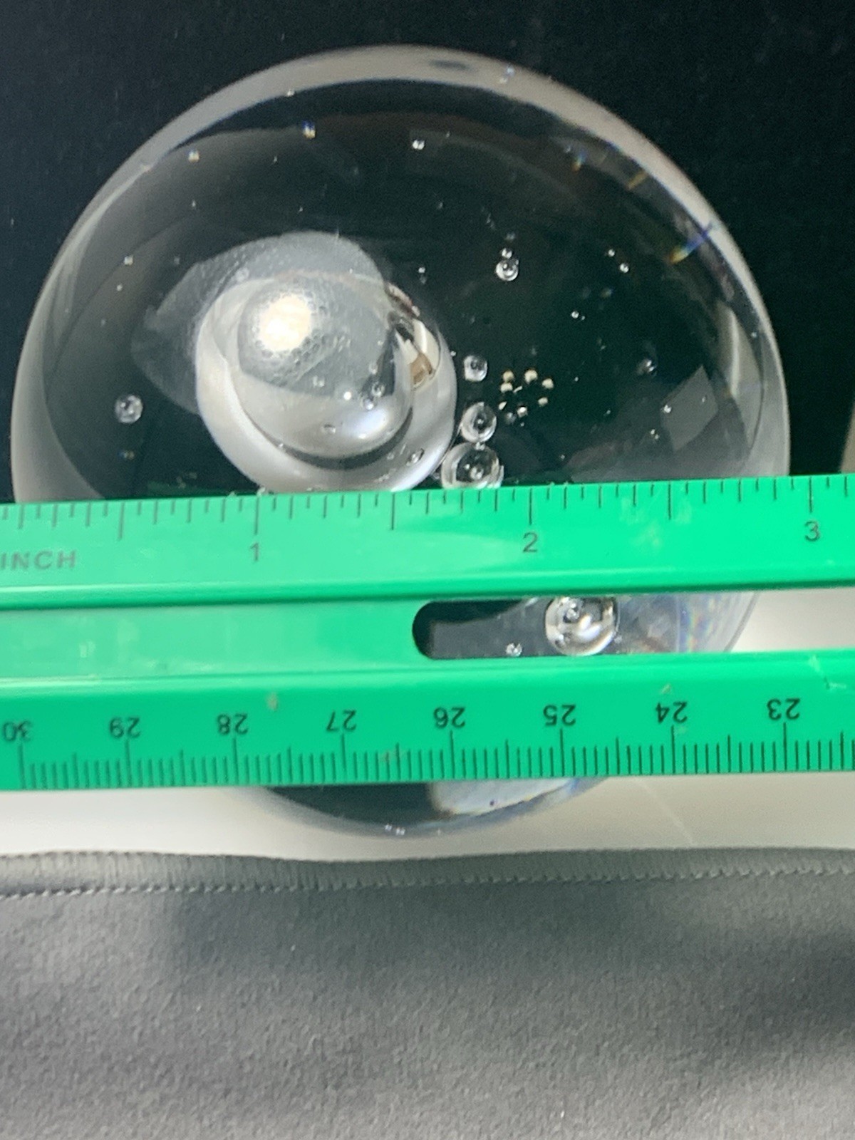 Vintage MCM Heavy Blown Glass With Bubbles Paperweight 3 In. Weighs 1 Lb 8.9 Oz
