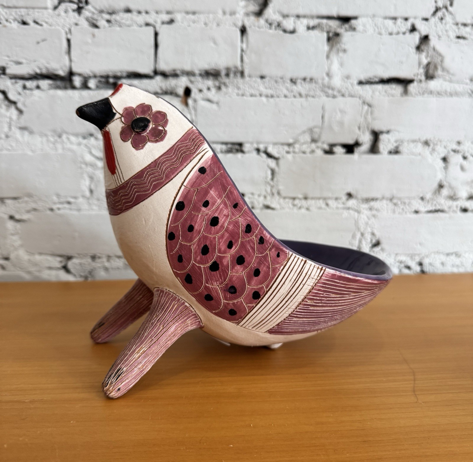 RARE Vintage Bitossi Italy Bird Bowl Dish Aldo Londi MCM Italian Pottery HTF