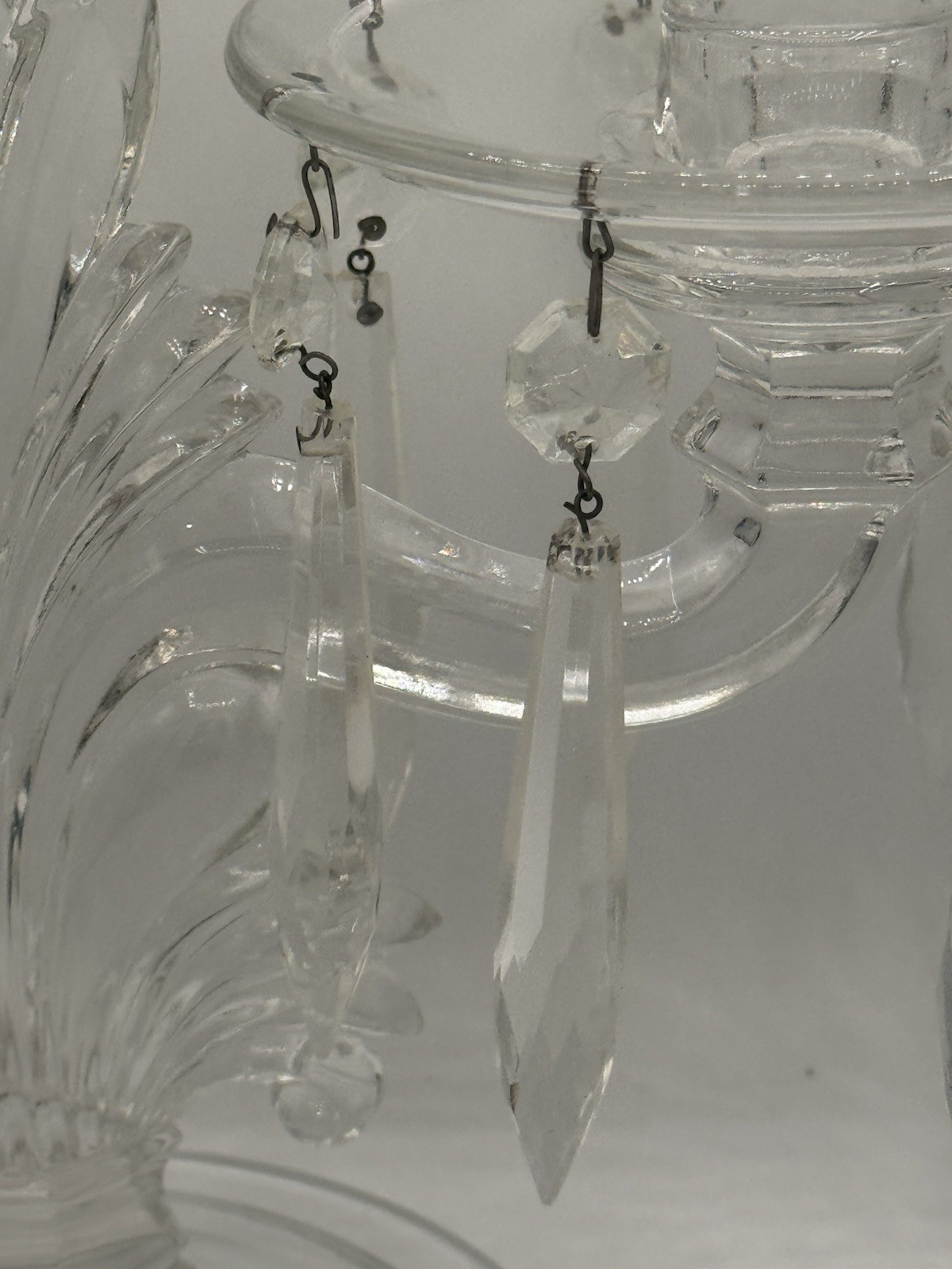 Fostoria Double Arm Crystal Candelabra with Bobeches & Prisms – Art Deco VTG