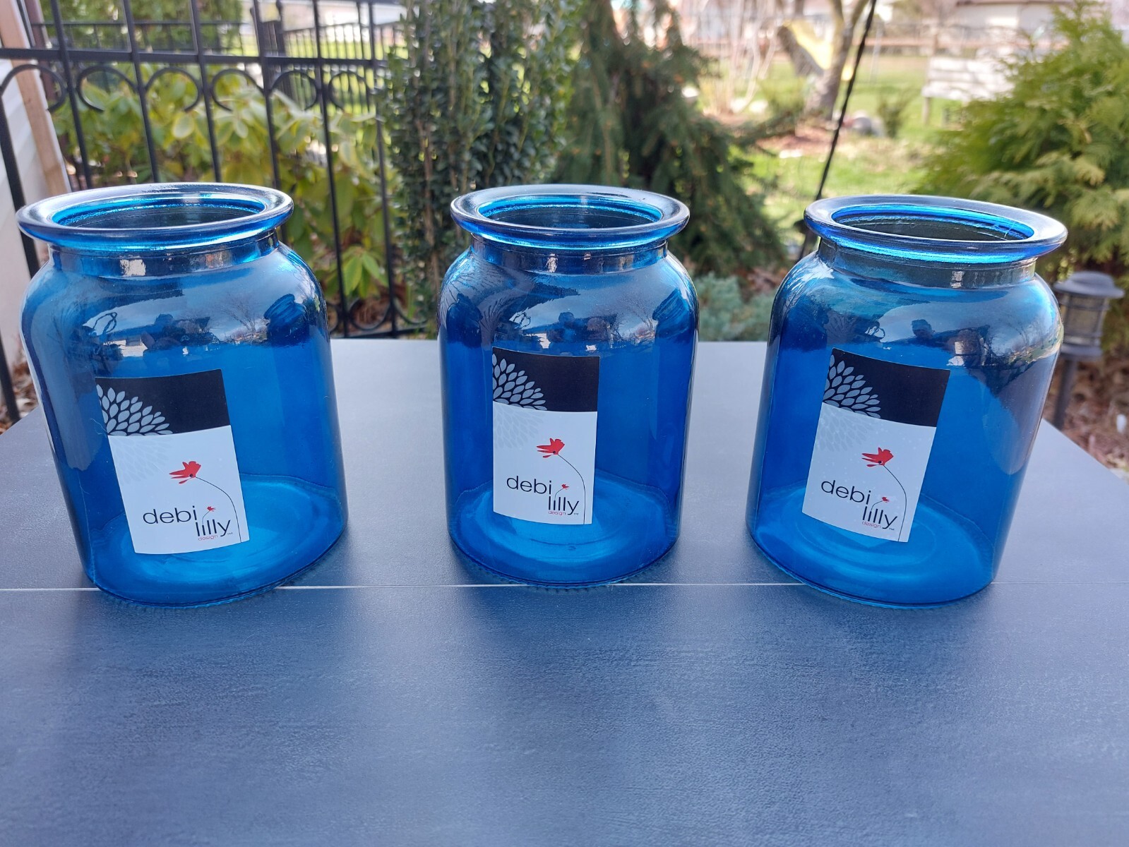 COBALT BLUE GLASS VASES 5 3/4″ TALL- BRAND NEW-set of 3