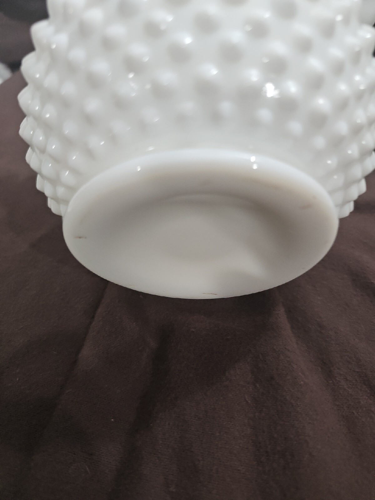 Vintage Fenton Hobnail Ruffled White Milk Glass Vase 5 inches Tall 6 Diameter