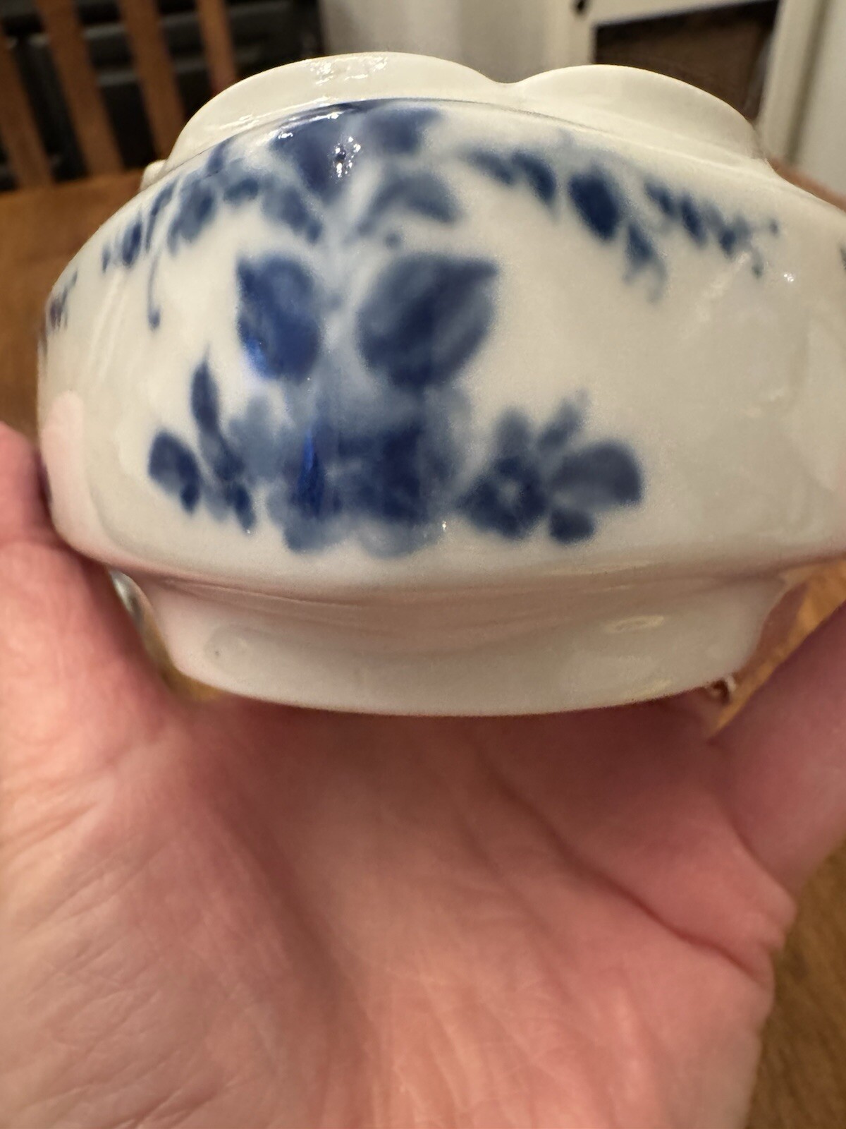 2 Vtg Lichte Echt Kobalt Porzellan Flow Blue Bud Vase And Pillar Candle Holder