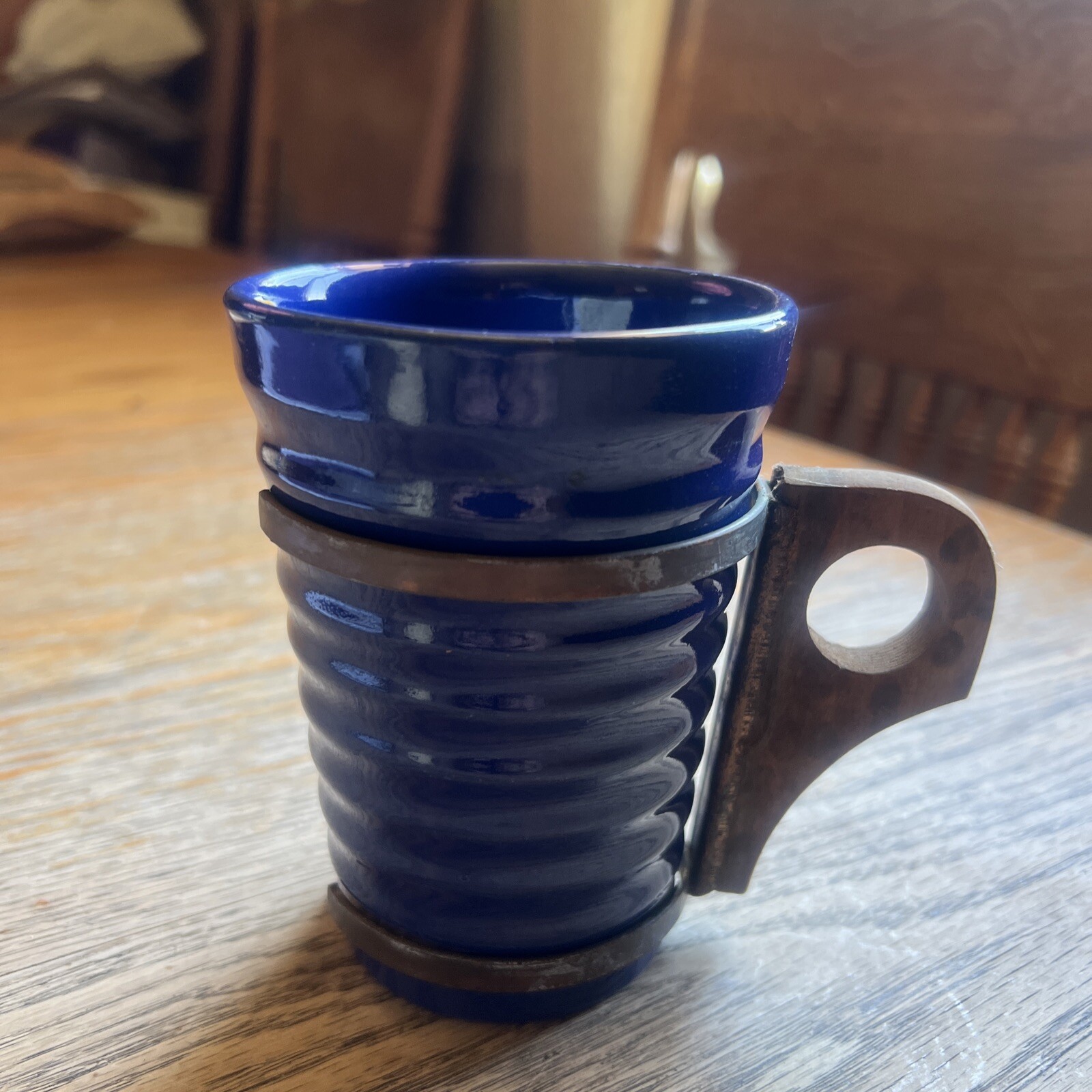 Bauer Pottery Ring Ware 6 Oz Cobalt Tumbler w/Handle Mint Condition