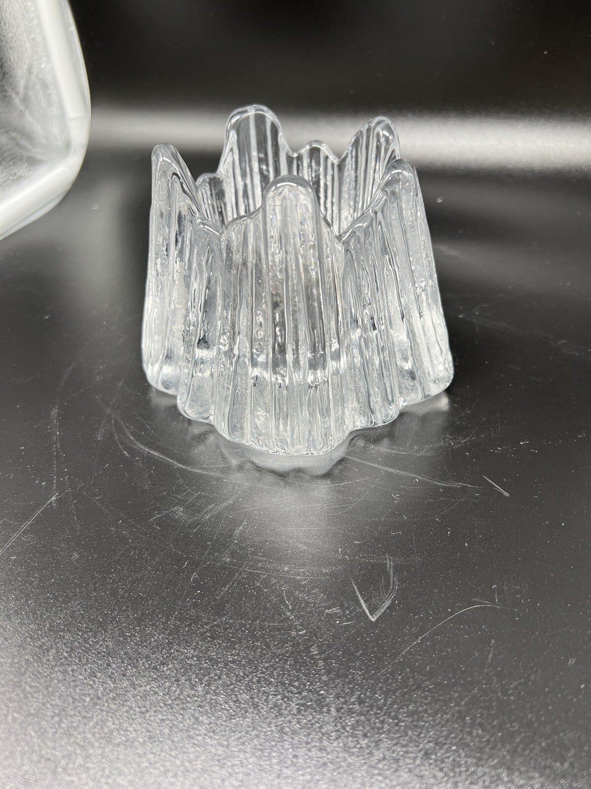 NYBRO SWEDISH GLASS VOLCANO ICE MID CENTURY GLASS CANDLE HOLDER RUNE STRAND