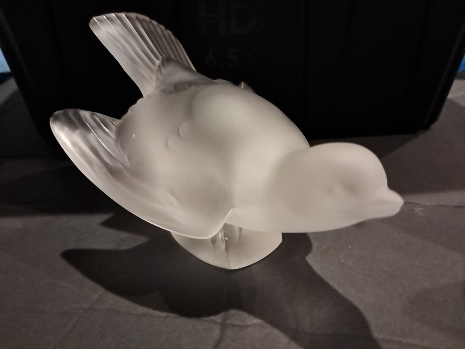 Lot of 3 Lalique France Frosted Crystal Sparrow Song Bird Figurines Signed