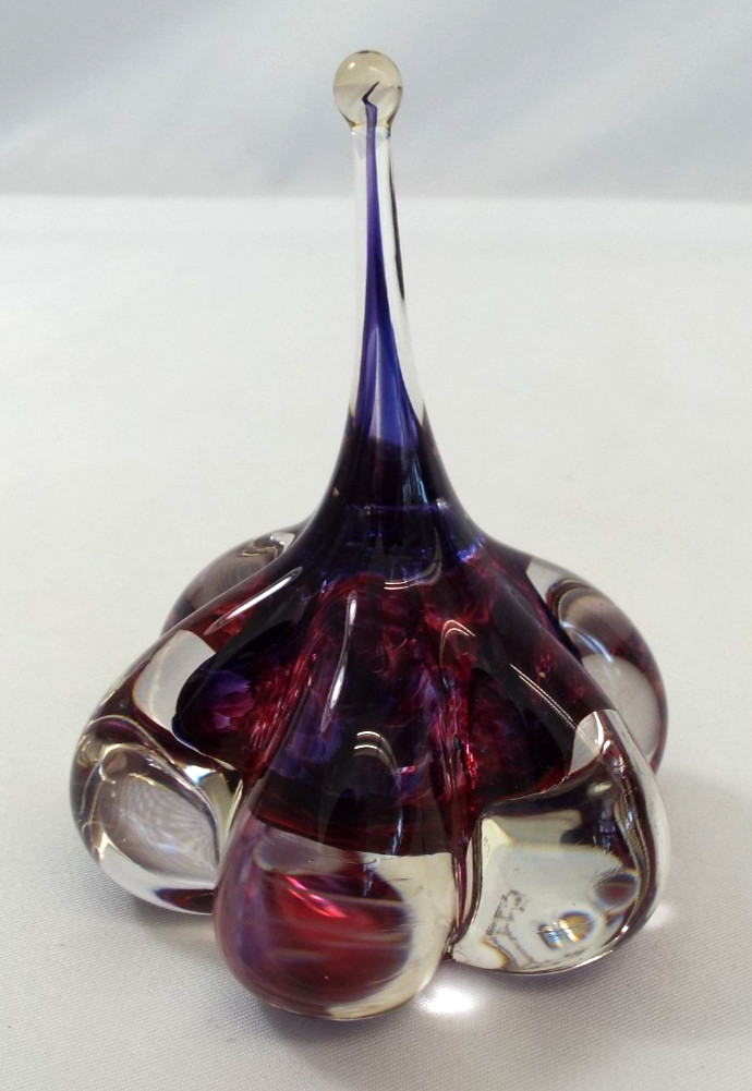 Joseph Morel Art Glass Paperweight Ring Holder Zellique Studio Signed JM Purple