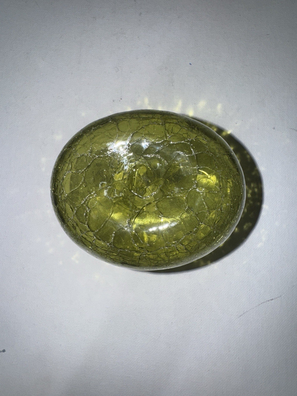 Blenko Glass CM-6 Mini Vase In chartreuse Crackle 4.75”