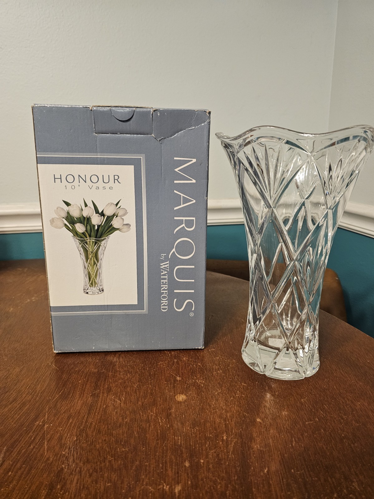 Marquis by Waterford Signed HONOUR Cut Crystal Vase 10″ #163810 Germany Glass