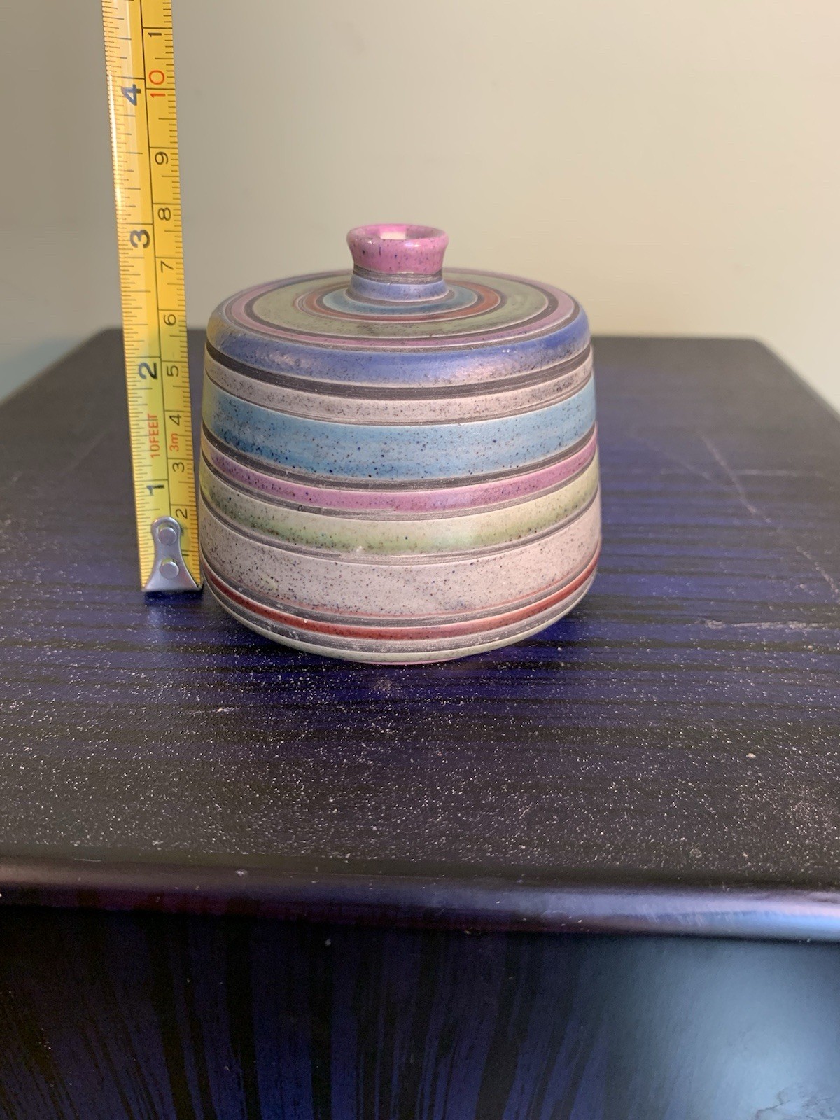 Bitossi 3 Inch Small Seed Vase Aldo Londi Fasce Colorate Pottery Italy MCM VTG