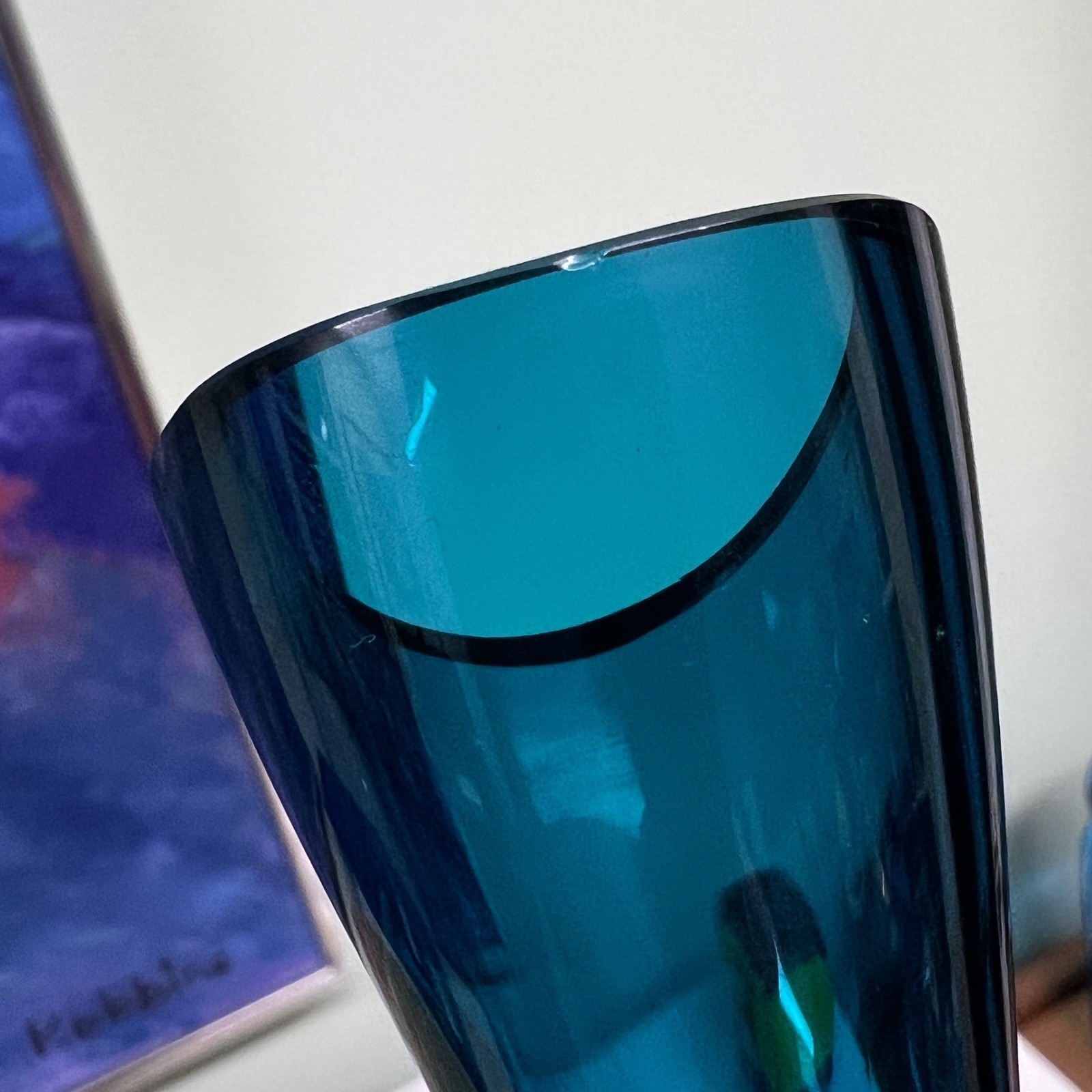 Vintage Mid Century Modern Lindshammar Gunnar Andar Swedish Teal Blue Bud Vase