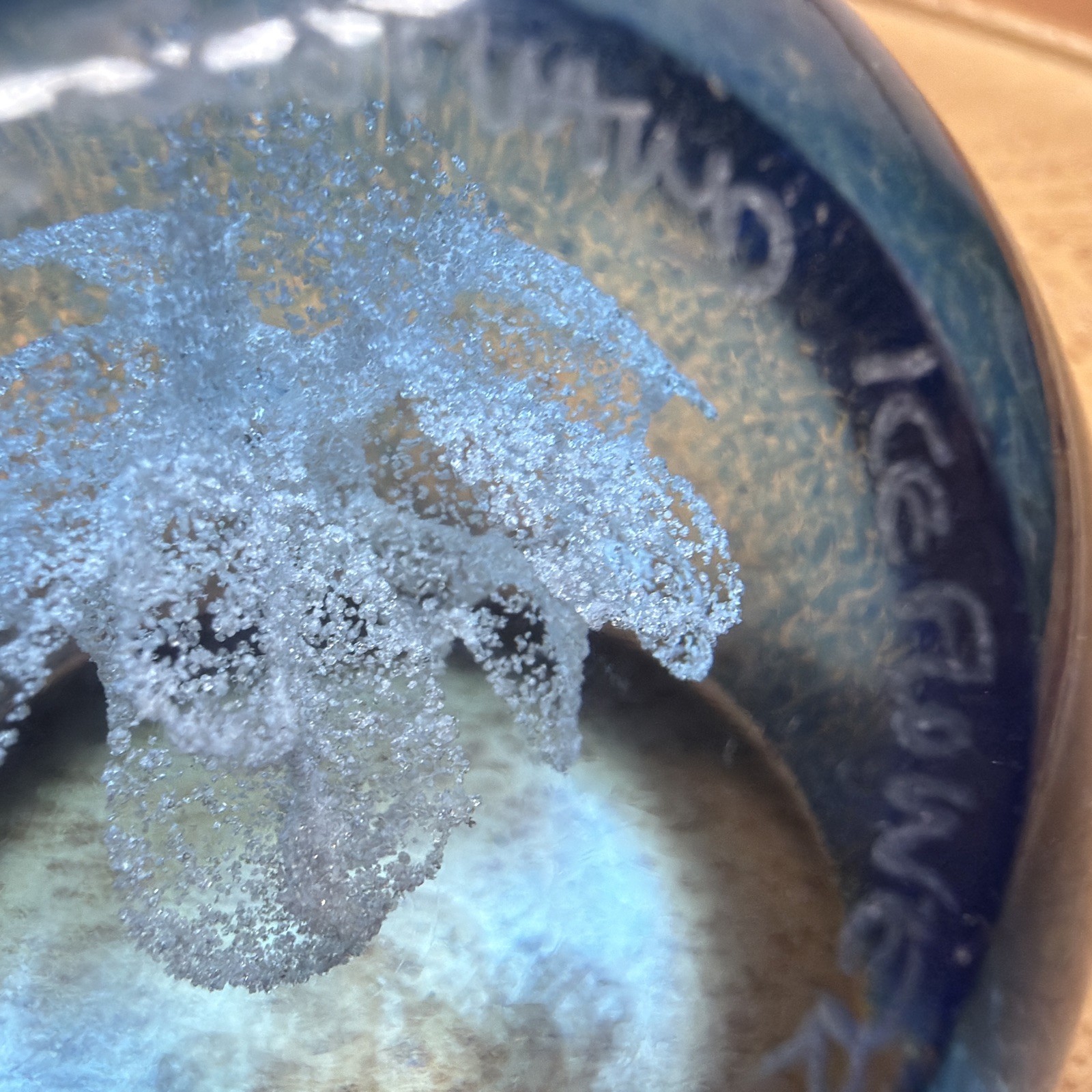Selkirk Paperweight Bubble Blue & White Ice Flower Vintage Art Glass Signed