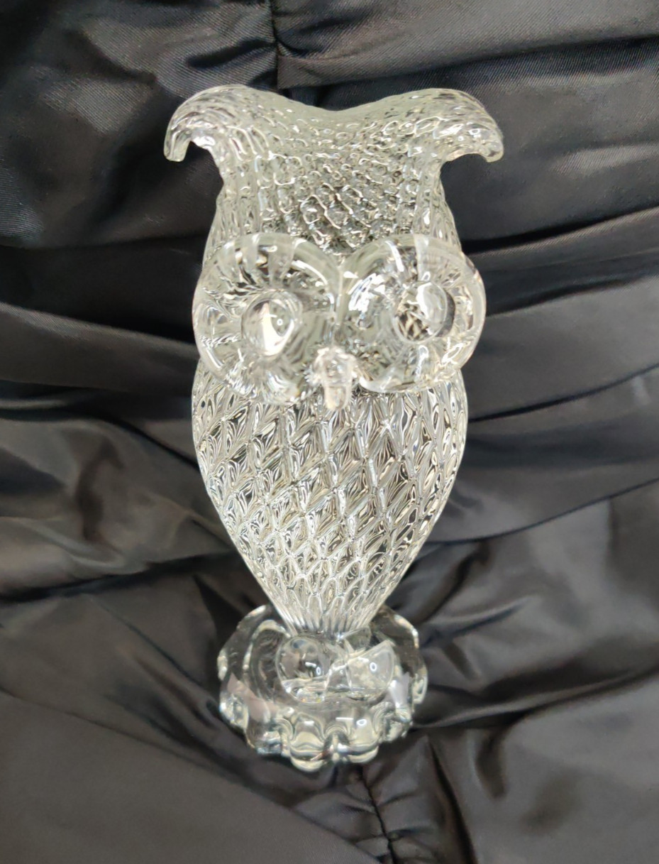 Vintage Unmarked Wise Owl Paperweight Pineapple Textured Big Eyes Mid Century