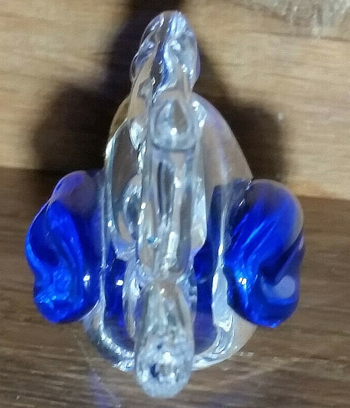 Original Cristais Hering, Crystal Fish, Handmade in Brazil, Clear and Blue Glass